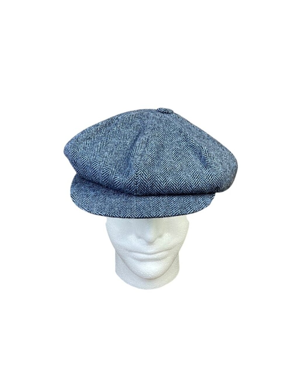 Hats Of Ireland Mens Grey Wool Donegal Tweed Flat Cap Herringbone Newsboy Style